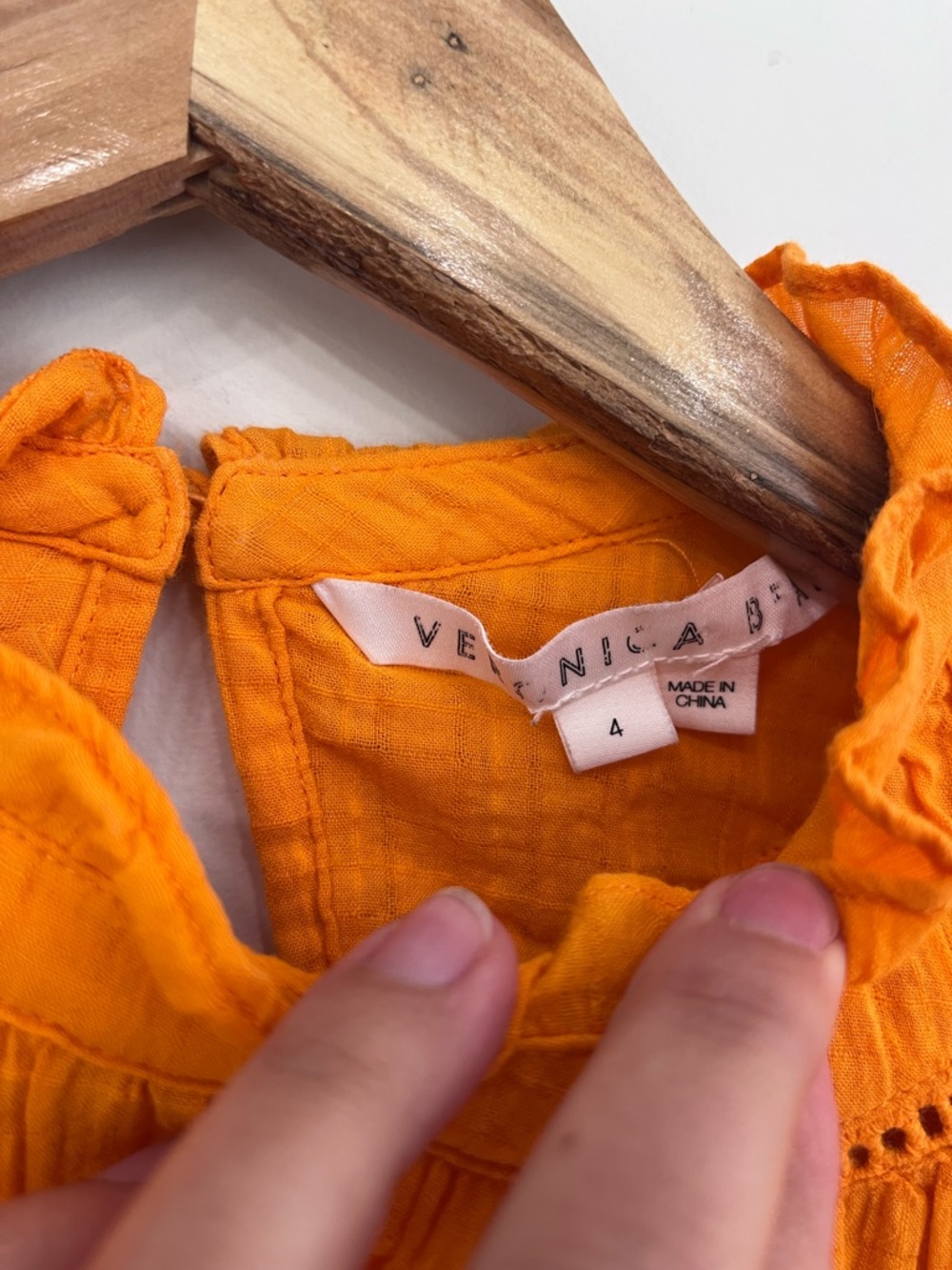 Veronica Beard Frasier Blouse Womens Size 4 Victorian Romantic Orange Cotton - Picture 10 of 11